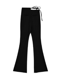 Side Hollow Tie Slit Flared Trousers