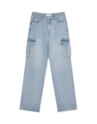 Straight-Leg Cargo Denim Pants