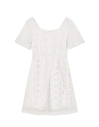 Square Neck Broderie Anglaise Lace Short Dress