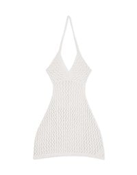 【MIKA Collaboration】 Hollow Slimming Strap Knitted Short Dress