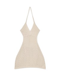 【MIKA Collaboration】 Hollow Slimming Strap Knitted Short Dress