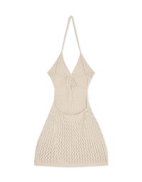 【MIKA Collaboration】 Hollow Slimming Strap Knitted Short Dress