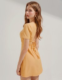 Back Hollow Strap Mini Dress (With Padding)