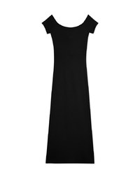 Flat Knotted Drawstring Slit Long Dress (With Padding)