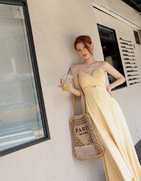 2WAY Hollow Tie Mermaid Maxi Dress (With Padding)