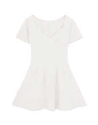 Heart Neck Pleated Mini Dress