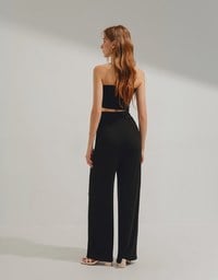 Ribbed Lace-Up Trousers Set (With Padding)