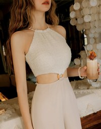 Halter Neck Cutout Ring Jumpsuit