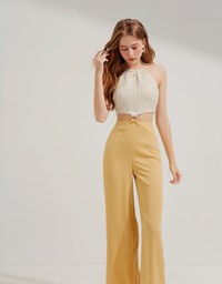 Halter Neck Cutout Ring Jumpsuit