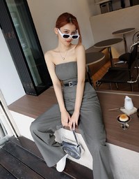 Flat Cut Jumpsuit (With Padding And Belt)