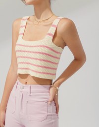 Striped Knit Crop Tank Top