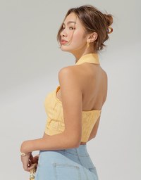 Lapel Knit Fitted Tank Top (With Padding)