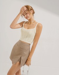 Thin Shoulder Knit Crop Tank Top