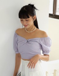 Puff Sleeve Scrunch Checkered Top