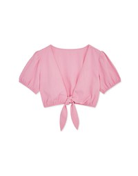 Deep V Neck Tie Crop Top