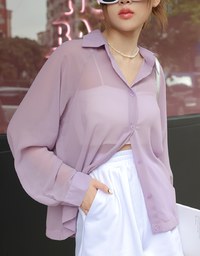 Sheer Breasted Oversized Blouse