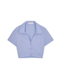 V-Neck Button-Up Crop Blouse