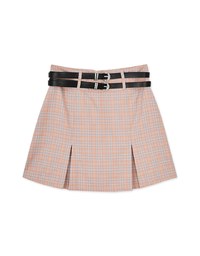 【Benefit】Preppy style Checkered Short Skirt (With Belt)