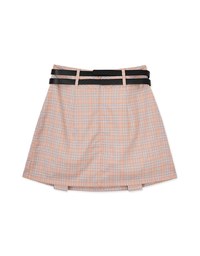 【Benefit】Preppy style Checkered Short Skirt (With Belt)