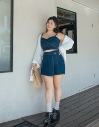 Denim Side Button Skorts