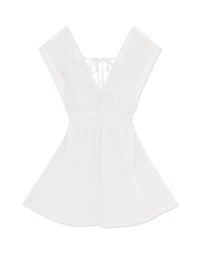 Deep V Broderie Anglaise Lace Strap Mini Dress (With Chest Pad)