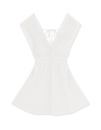 Deep V Broderie Anglaise Lace Strap Mini Dress (With Chest Pad)