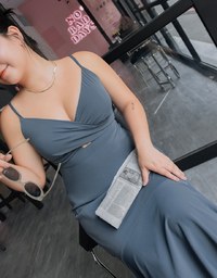 2WAY Hollow Tie Mermaid Maxi Dress (With Padding)