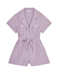 Lapel Collar Button Up Playsuit (With Sash)