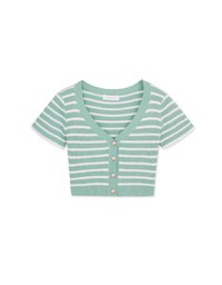 Striped Button-Breasted Knitted Top