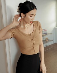 Button Up Ribbed Top