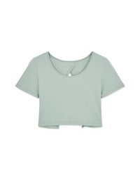 Back Hollow Round Hem Top