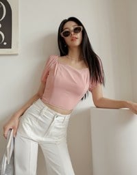 Chiffon Puffed Sleeve Top