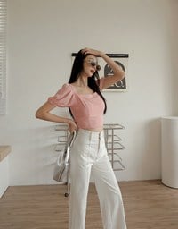 Chiffon Puffed Sleeve Top