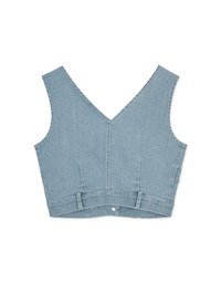 Edgy Buttoned Denim Twill Vest