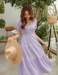 Square Neck Layered Maxi Dress