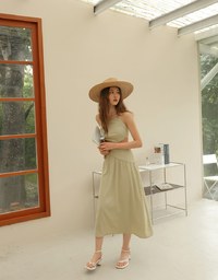 Hollow Waist Irregular Splice Maxi Dress