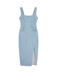 Très Chic Denim Slit Maxi Dress