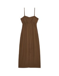 Seamline Thin Strap Slit Maxi Dress (With Padding)