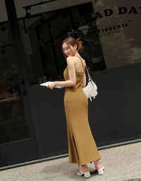 Asymmetric Bodycon Slit Maxi Dress (With Padding)