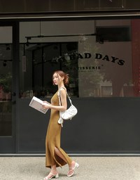 Asymmetric Bodycon Slit Maxi Dress (With Padding)