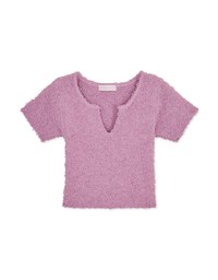 Wool V Neck Short Sleeve Top