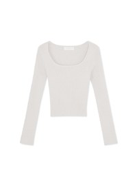 Solid Color U-neck Ribbed Top