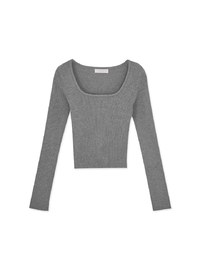 Solid Color U-neck Ribbed Top