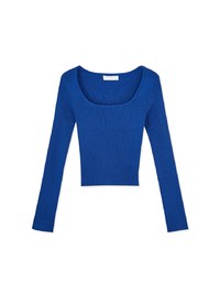 Solid Color U-neck Ribbed Top