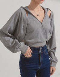 Two-Piece Layered Hooded Top