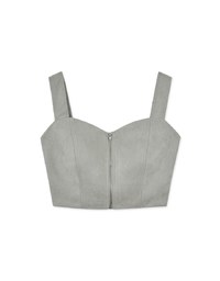 Peach Velvet Wide Shoulder Zipper Vest (with padding)