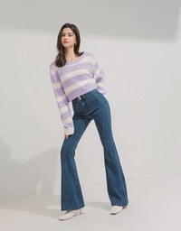 Fitted Hip Wrap Flared Jeans