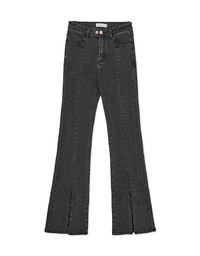 Double Button Slit Denim Trumpet Pants