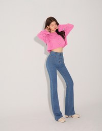 Double Pocket Long Leg Trumpet Denim Pants