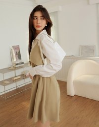 Irregular Thin Shoulder Mini Dress (With Belt)